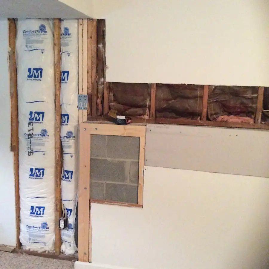Wall insulation replacement during Basement Flood Cleanup in Flowood